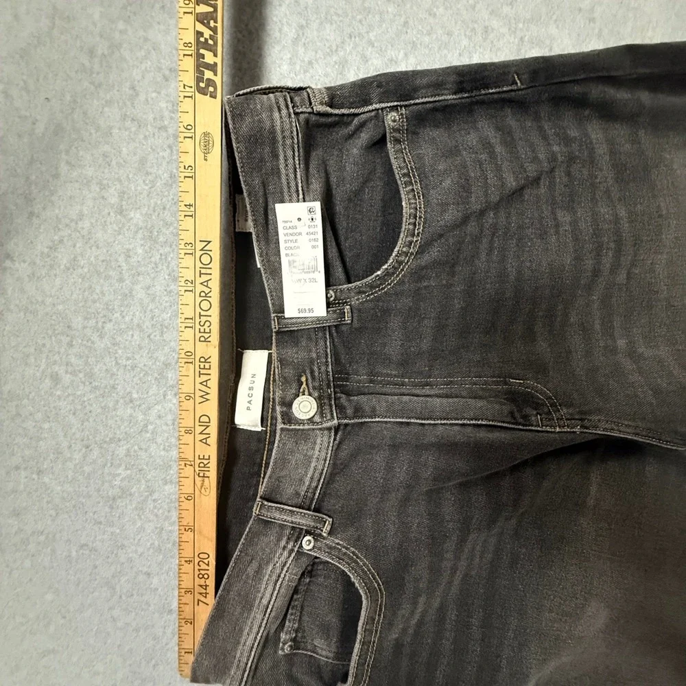 PacSun Ryder Ultra Baggy Jeans Mens 34x32 Faded Black Wide Leg Skater Grunge NWT